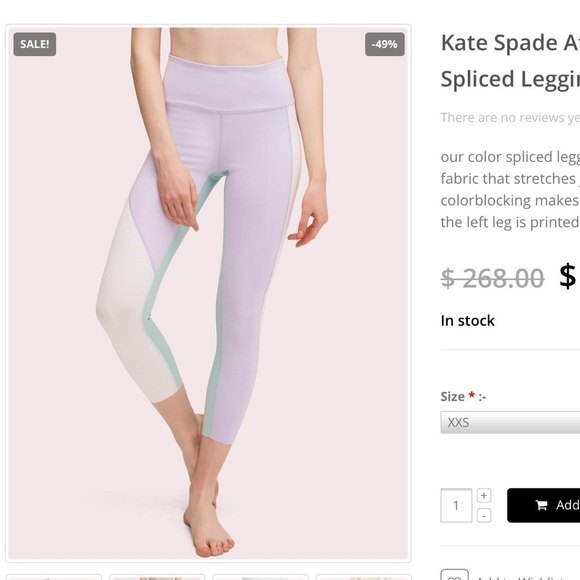 Kate Spade Color Spliced Legging Frozen Lilac NWT - Picture 11 of 13